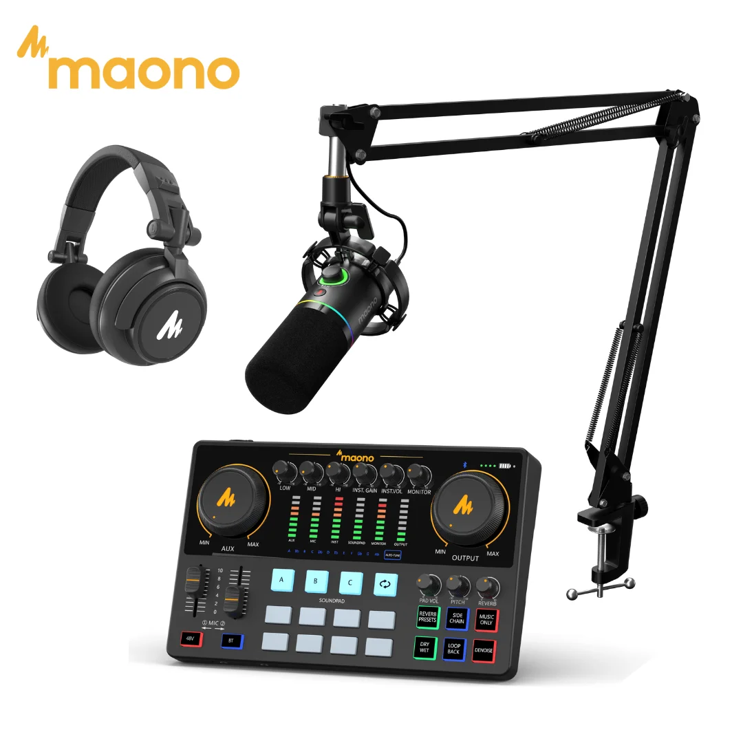 MAONOCASTER Professional Sound Card with 25mm Dynamic Studio Microphones Podcast Audio Interface Live Streaming Bundle Mixers
MAONOCASTER Professional Sound Card with 25mm Dynamic Studio Microphones Podcast Audio Interface Live Streaming Bundle Mixers