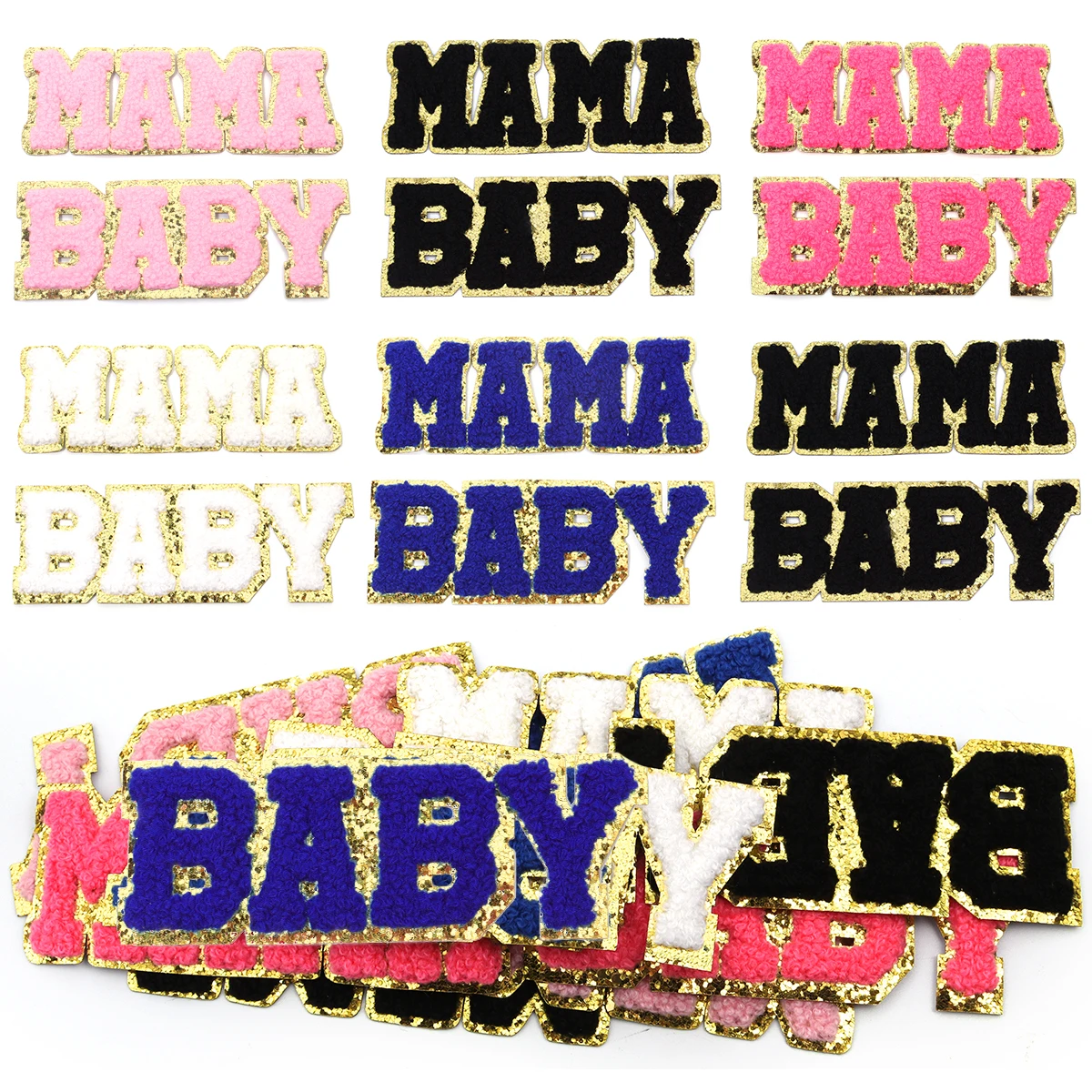 5 Colors Letter MAMA BABY Chenille Appliqued Embroidered Patches Iron-on Applique for Personalized DIY Bag Crafts
5 Colors Letter MAMA BABY Chenille Appliqued Embroidered Patches Iron-on Applique for Personalized DIY Bag Crafts