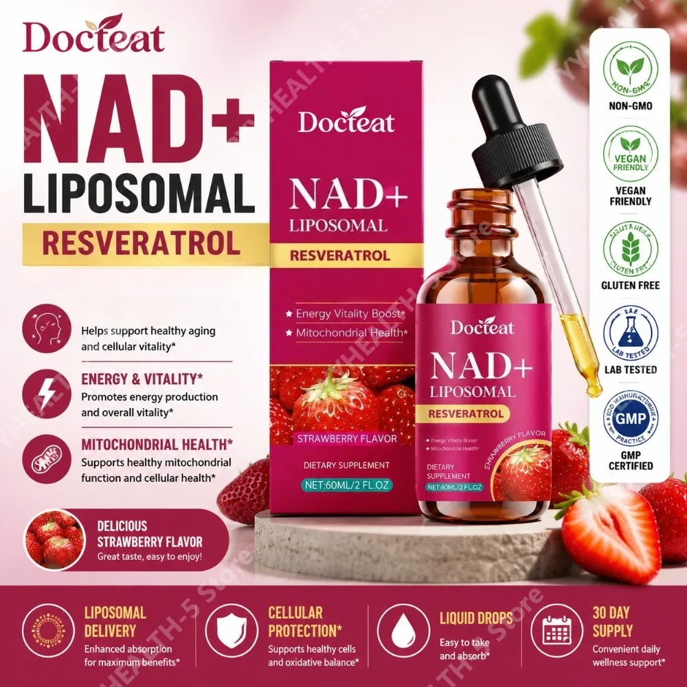 Docteat NAD+ Liposomal Drops with Trans-Resveratrol & Black Pepper Extract, Strawberry Flavor, 2 Ml Serving Size, 60ml
Docteat NAD+ Liposomal Drops with Trans-Resveratrol & Black Pepper Extract, Strawberry Flavor, 2 Ml Serving Size, 60ml