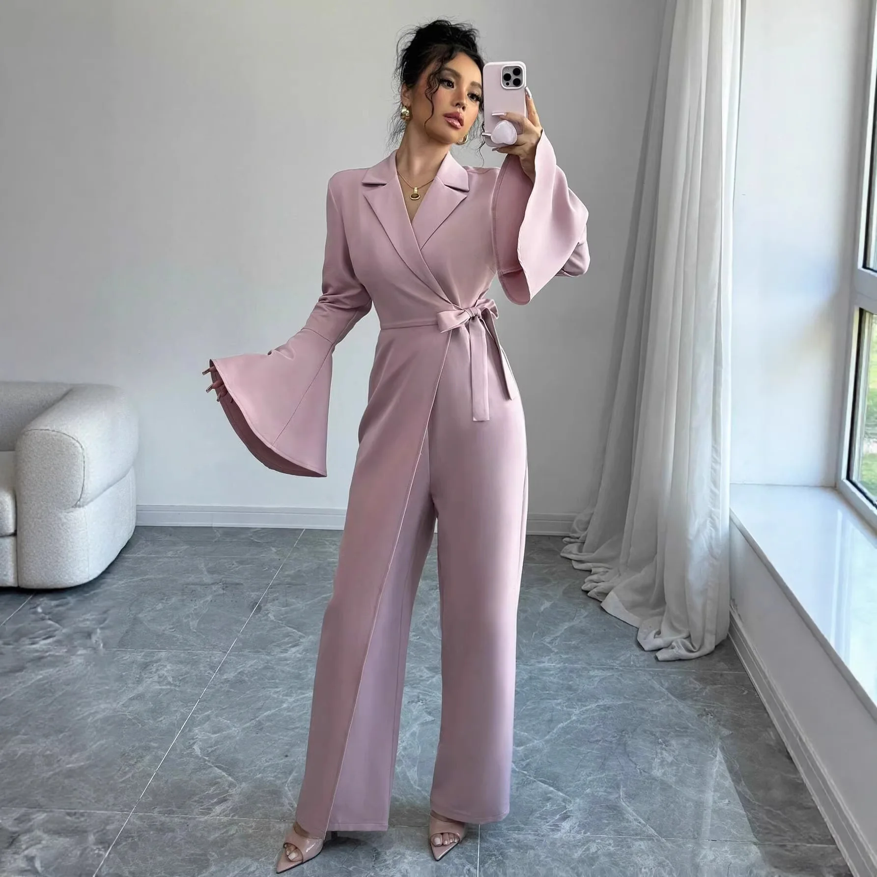 Women's Clothing 2026 Spring And Autumn Elegant Solid Color Long Sleeve Bell Sleeve Wide Leg Jumpsuit Vestidos Robe Outfits
Women's Clothing 2026 Spring And Autumn Elegant Solid Color Long Sleeve Bell Sleeve Wide Leg Jumpsuit Vestidos Robe Outfits