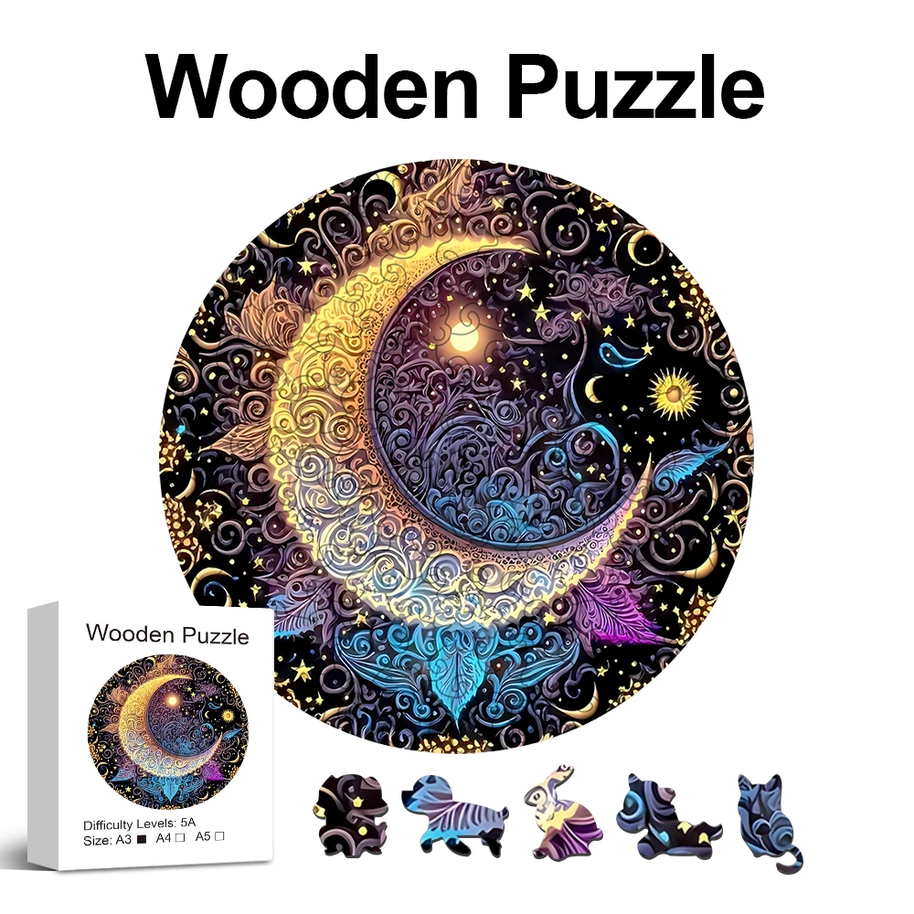 Sun Moon Wooden Jigsaw Puzzles Art Unique Animal Shaped Pieces Stress Relieve Toys, DIY Leisure Game for Family, Home Decor
Sun Moon Wooden Jigsaw Puzzles Art Unique Animal Shaped Pieces Stress Relieve Toys, DIY Leisure Game for Family, Home Decor