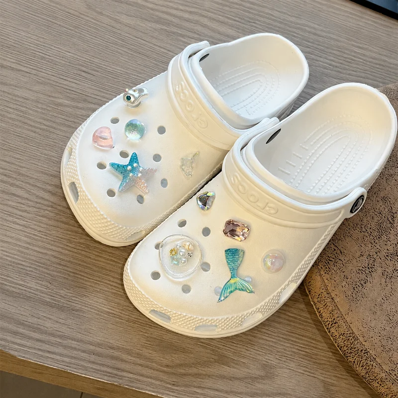 Ocean Starfish Mermaid Tail Shoe Charms for Clog Shoes Crystal Shell DIY Decoration Accessories for Beach Garden Sandals
Ocean Starfish Mermaid Tail Shoe Charms for Clog Shoes Crystal Shell DIY Decoration Accessories for Beach Garden Sandals
