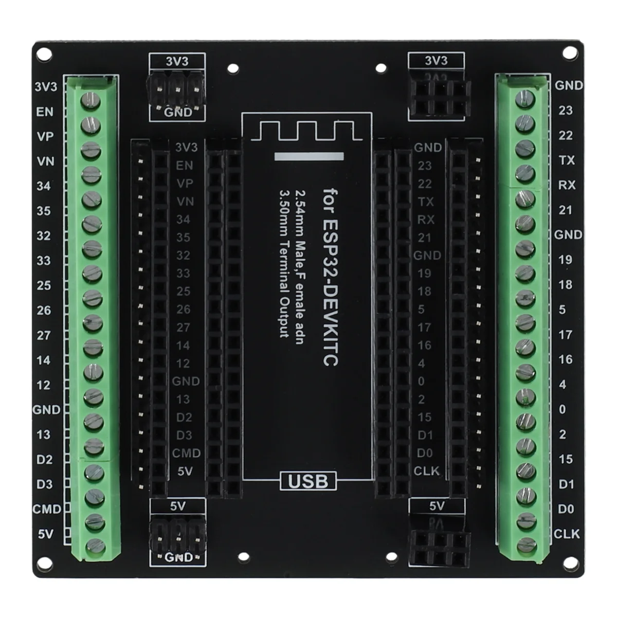 Коммутационная плата расширения AB20-ESP32 для ESP-WROOM-32 ESP32-DevKitC GPIO 1 в 3, 38 контактов, модуль ESP32
Коммутационная плата расширения AB20-ESP32 для ESP-WROOM-32 ESP32-DevKitC GPIO 1 в 3, 38 контактов, модуль ESP32