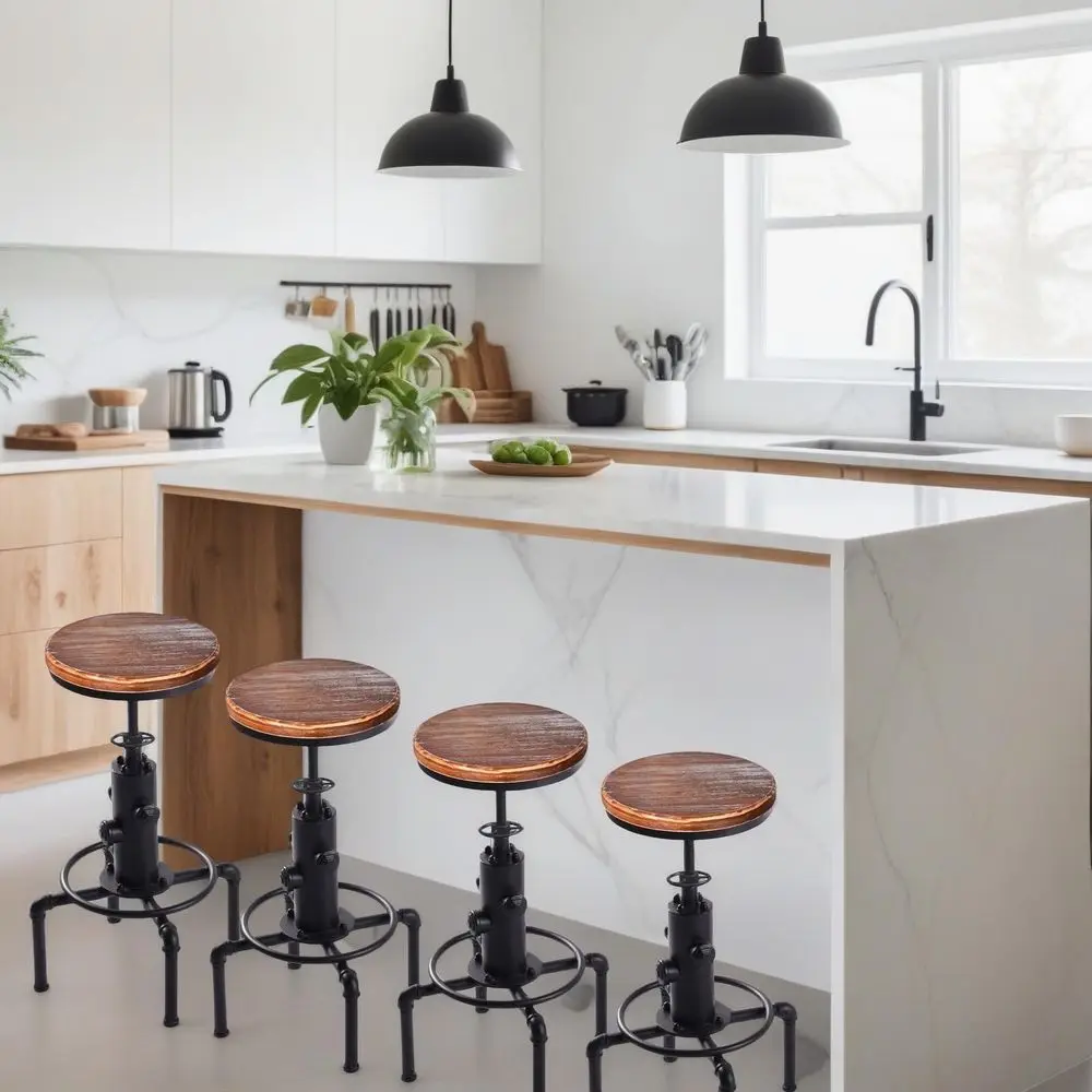 of 4 Vintage Industrial Kitchen Counter Swivel Bar Stool Height Adjustable 23.629.5, Solid Wood Water Pipe Fire Cafe Pub Bar St
of 4 Vintage Industrial Kitchen Counter Swivel Bar Stool Height Adjustable 23.629.5, Solid Wood Water Pipe Fire Cafe Pub Bar St