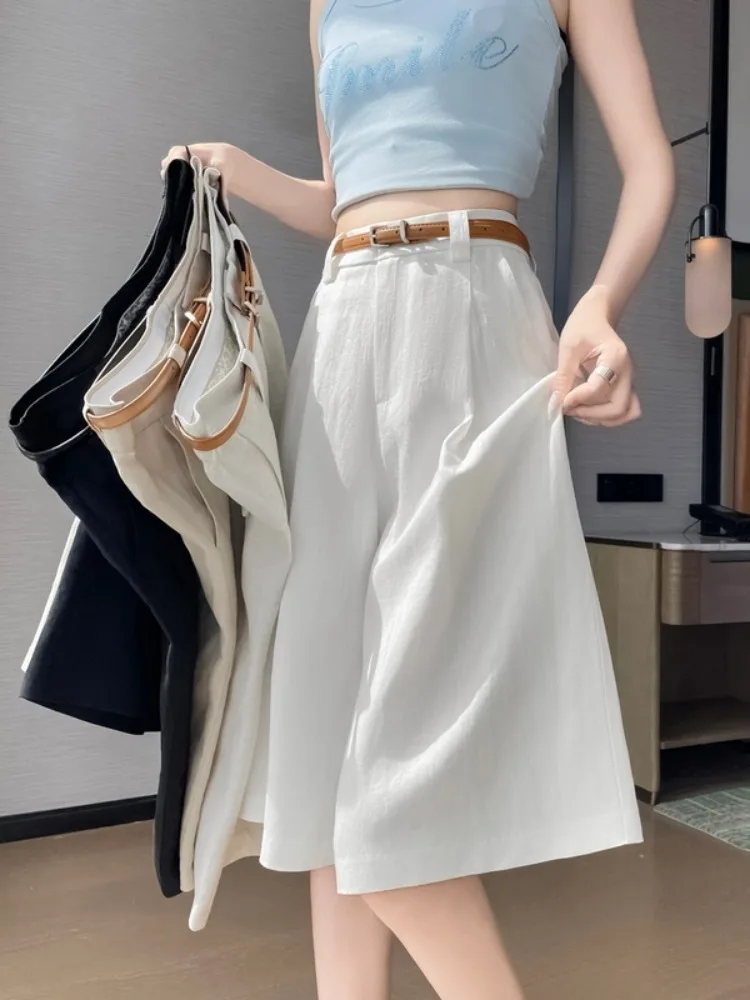 High Waist Loose Casual Pants Five-Point Pants Women's Summer Retro Thin Wide Leg Straight Tube Pants Pure Color Trousers
High Waist Loose Casual Pants Five-Point Pants Women's Summer Retro Thin Wide Leg Straight Tube Pants Pure Color Trousers