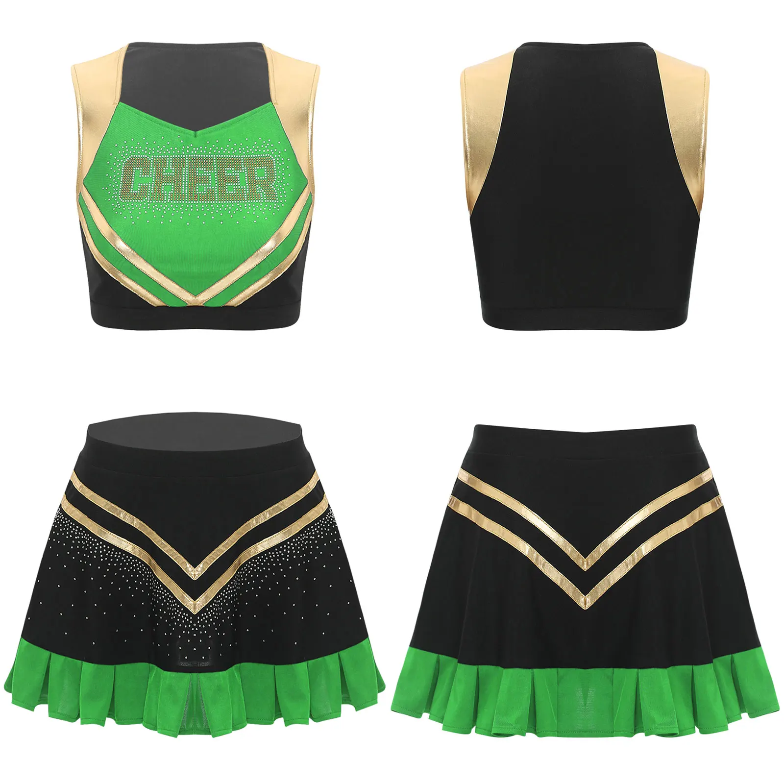Women Youthful Cheerleader Dance Uniform Halloween Party Cheering Team Role Play Costume Crop Top with Ruffle Skirt Costumes
Women Youthful Cheerleader Dance Uniform Halloween Party Cheering Team Role Play Costume Crop Top with Ruffle Skirt Costumes