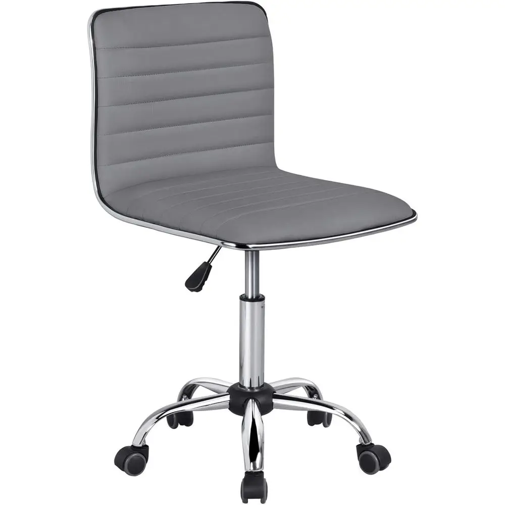 Gray Ribbed PU Leather Low Back Office Chair with Adjustable Armrests and Wheels
Gray Ribbed PU Leather Low Back Office Chair with Adjustable Armrests and Wheels