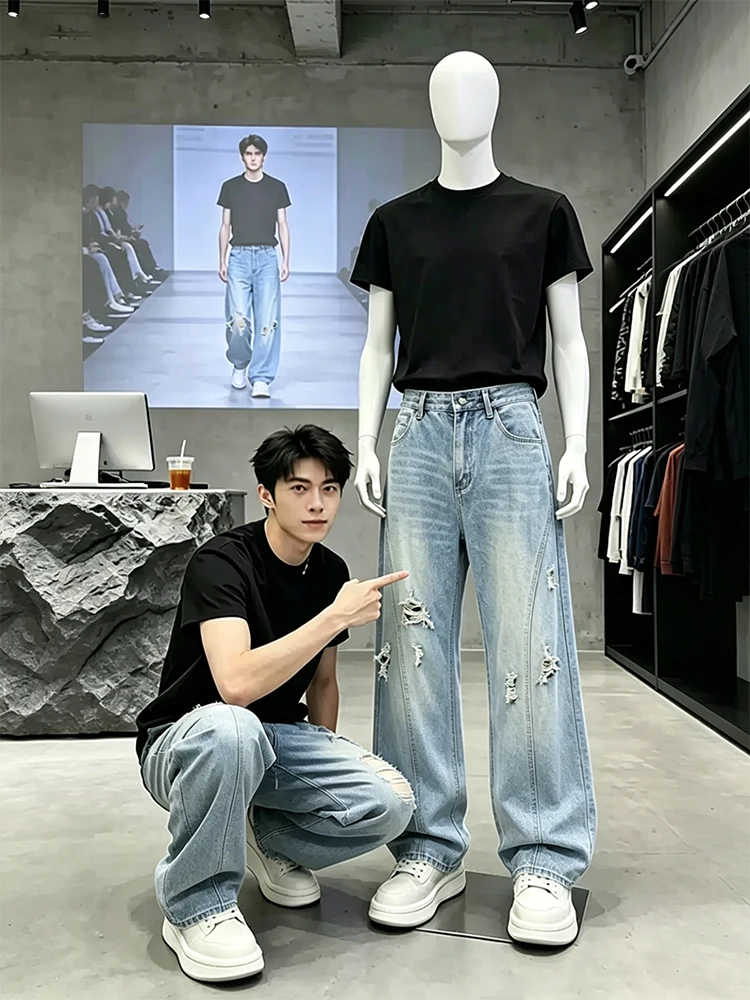 American High Street Washed Ripped Jeans Men's Slim Cut Flared Pants Cleanfit Extended Straight Leg Jeans Casual Wear
American High Street Washed Ripped Jeans Men's Slim Cut Flared Pants Cleanfit Extended Straight Leg Jeans Casual Wear