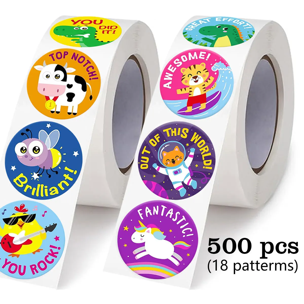 JCAC 500pcs/roll 18-Design Cartoon Animal Reward Doodle Stickers, PVC Self-Adhesive, for Teacher Encouragement and Gift Card DIY
JCAC 500pcs/roll 18-Design Cartoon Animal Reward Doodle Stickers, PVC Self-Adhesive, for Teacher Encouragement and Gift Card DIY