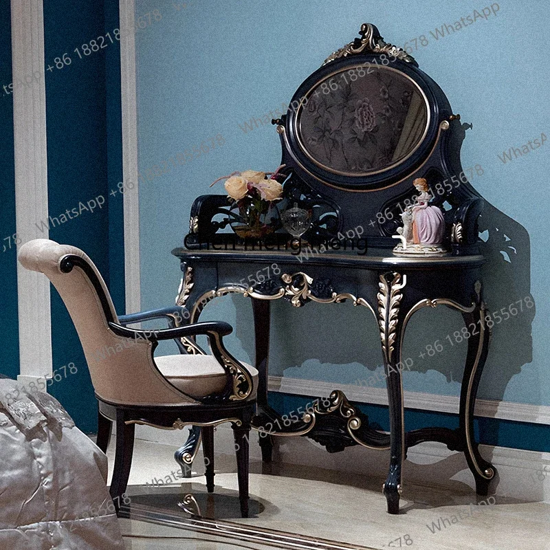 New arrive Neoclassical luxury court European-style bedroom makeup table dressing chair combination classic parquet dressing tab
New arrive Neoclassical luxury court European-style bedroom makeup table dressing chair combination classic parquet dressing tab