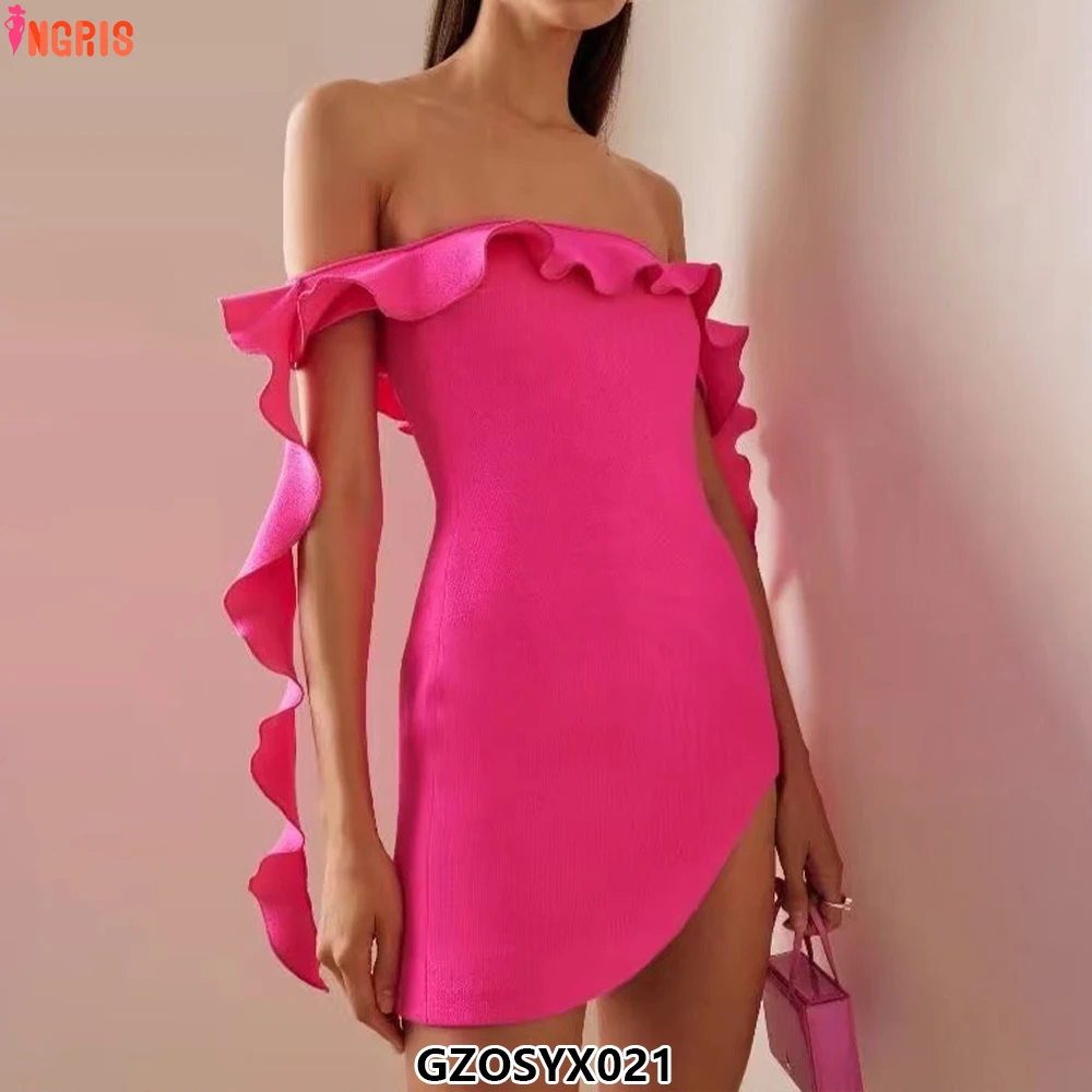 High Quality Sexy Club Party Bandage Dress Strapless Ruffle Streamers Asymmetrical Mini Club Dress-GZOSYX021
High Quality Sexy Club Party Bandage Dress Strapless Ruffle Streamers Asymmetrical Mini Club Dress-GZOSYX021