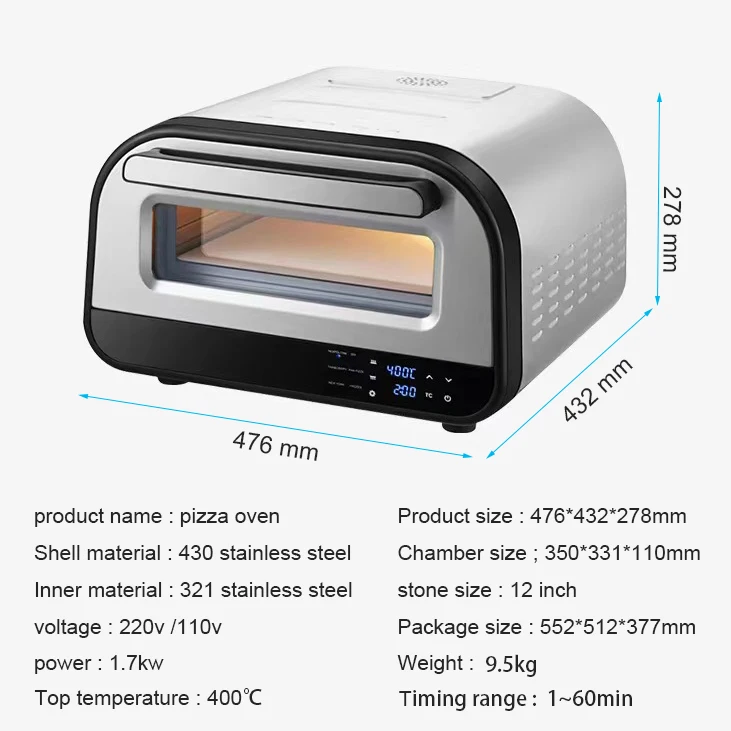 Outdoor Picnic Using Small Size Mini 12 Inch Pizza Oven for Home Use Kitchen Equipment Food Baking Machine
Outdoor Picnic Using Small Size Mini 12 Inch Pizza Oven for Home Use Kitchen Equipment Food Baking Machine