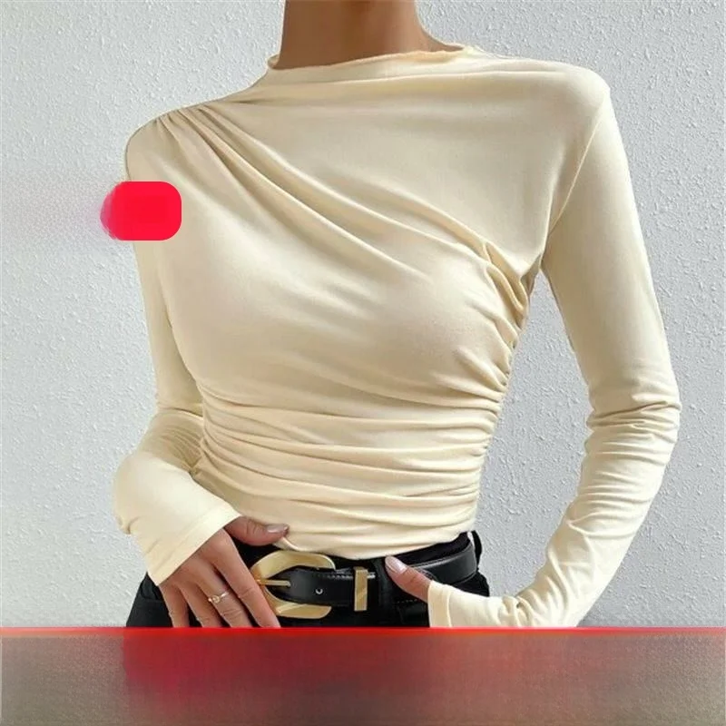 Slim Fit Pleated Long Sve Tirt Color Blo Women's Top Cool Sle round Neline Spring Faion Ladies' Premium Wear
Slim Fit Pleated Long Sve Tirt Color Blo Women's Top Cool Sle round Neline Spring Faion Ladies' Premium Wear