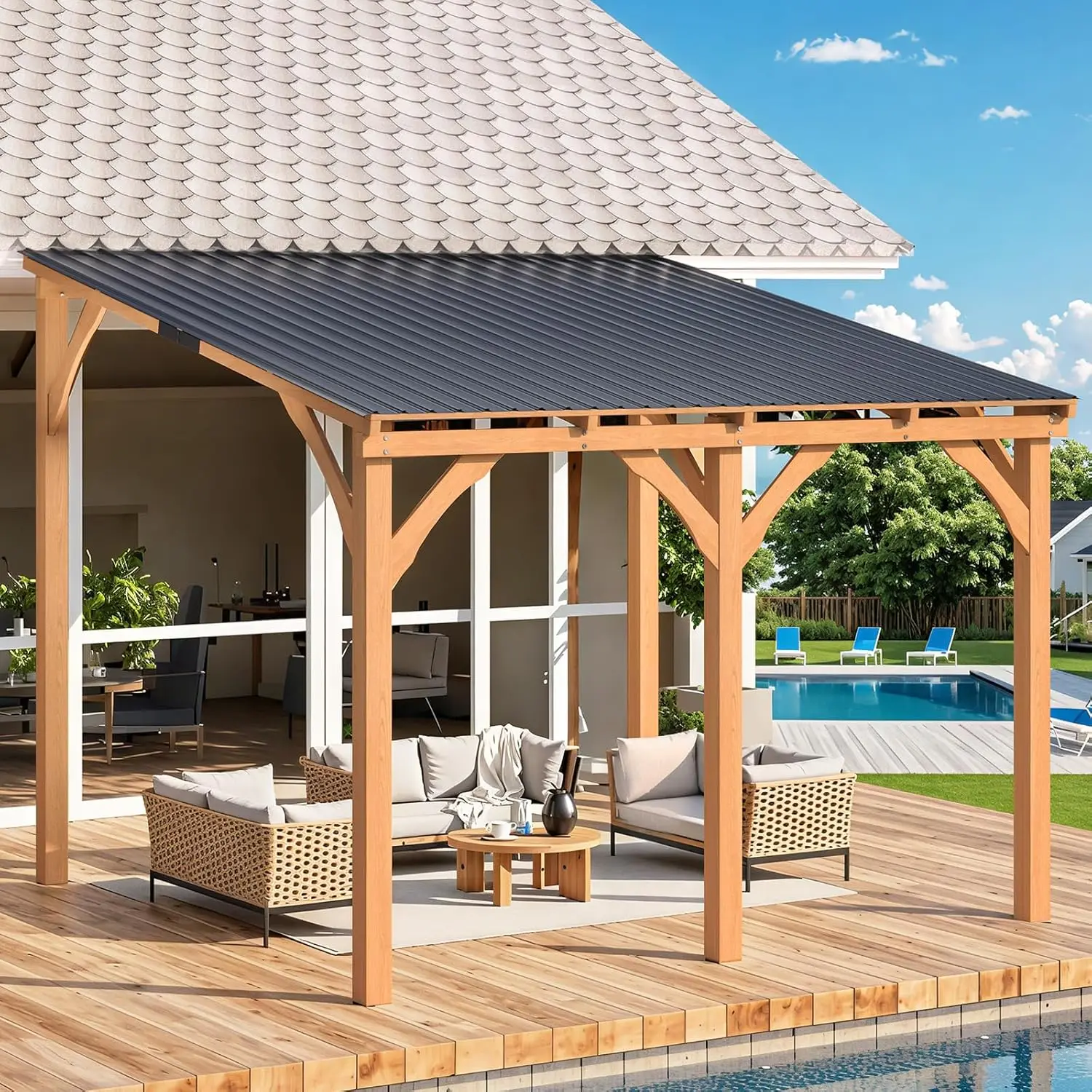 10' x 10' Outdoor Wood Ceder Gazebo for Patio, Outdoor Lean to Hardtop Pergolas and Gazebos Clearance, Wall Mounted, Customized
10' x 10' Outdoor Wood Ceder Gazebo for Patio, Outdoor Lean to Hardtop Pergolas and Gazebos Clearance, Wall Mounted, Customized