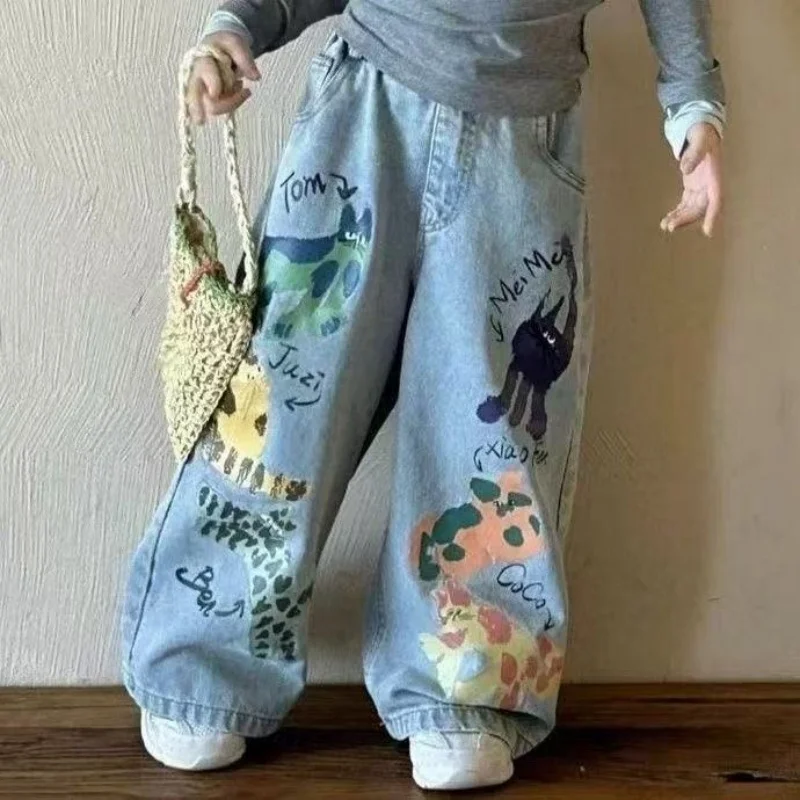 2025 New 2-12Y Girls Graffiti Jeans Set New Style Children's Loose Jeans Baby Spring Wide-leg 90-150cm Pants
2025 New 2-12Y Girls Graffiti Jeans Set New Style Children's Loose Jeans Baby Spring Wide-leg 90-150cm Pants