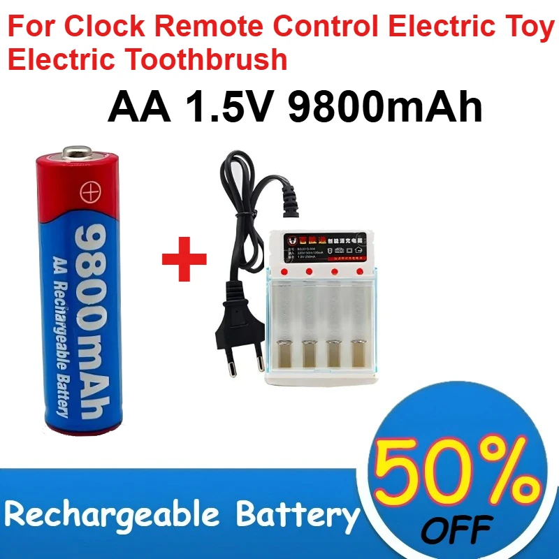 2 Pcs-12 Pcs AA 1.5V 9800mAh Rechargeable Alkalinity Battery for Clock Remote Control Electric Toy Electric Toothbrush Batteries
2 Pcs-12 Pcs AA 1.5V 9800mAh Rechargeable Alkalinity Battery for Clock Remote Control Electric Toy Electric Toothbrush Batteries