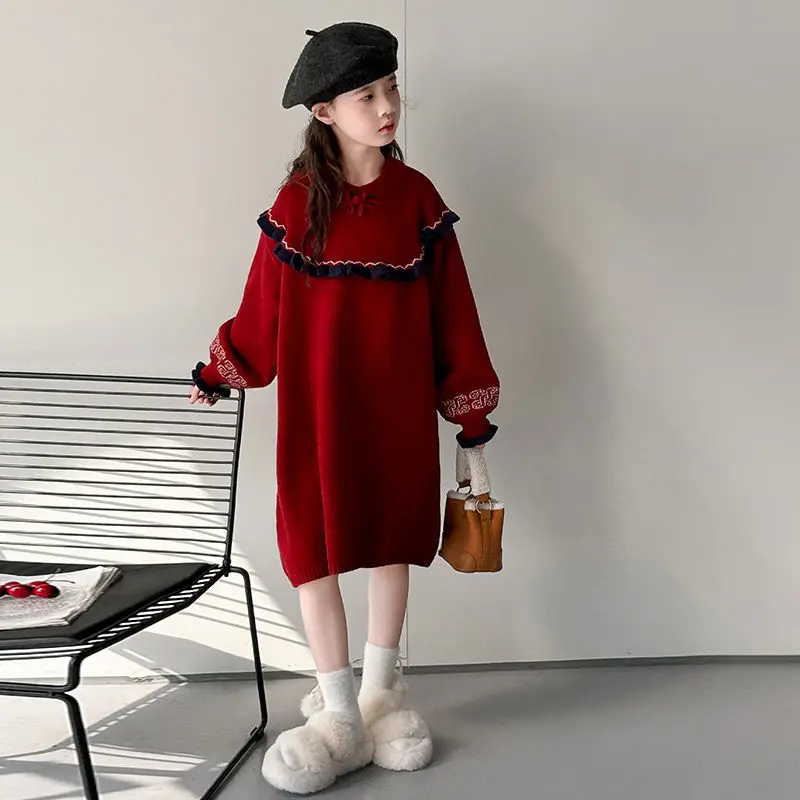 New 2025 Girls Red New Years Princess Dress for Kids Warm Knit Sweater Dress with Tulle Skirt for Childrens Holiday Wear
New 2025 Girls Red New Years Princess Dress for Kids Warm Knit Sweater Dress with Tulle Skirt for Childrens Holiday Wear