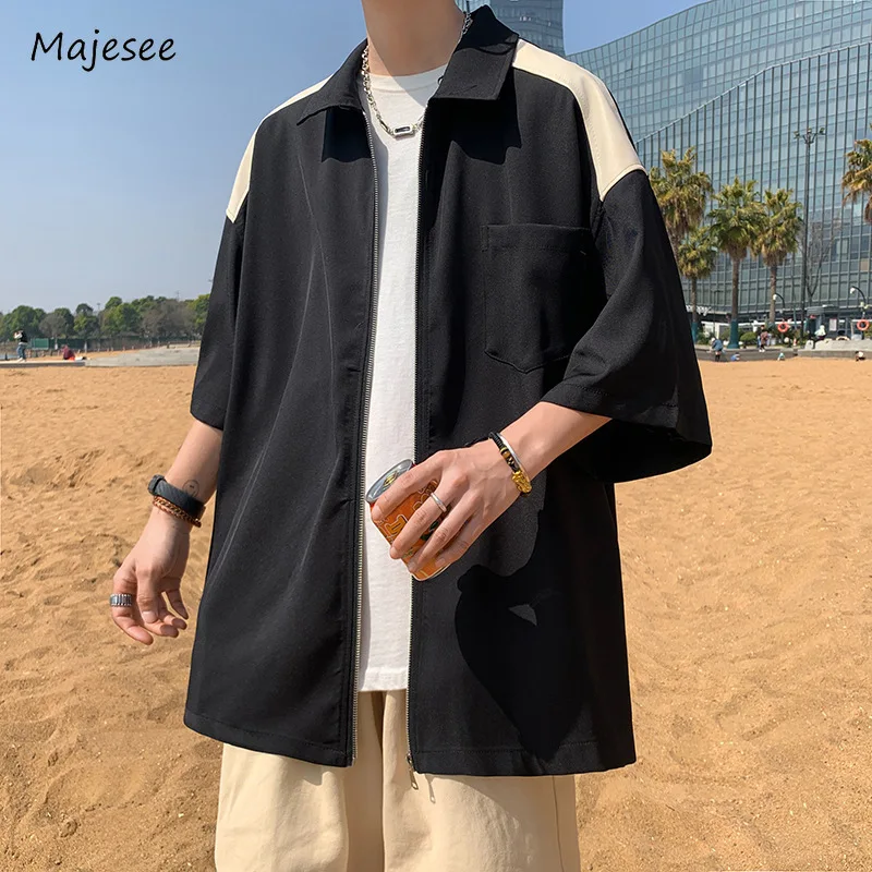 Spliced Shirts Men Panelled Loose Half Sleeve Pocket Zipper Streetwear Spring Summer Outdoor Japanese Style Minimalist Popular
Spliced Shirts Men Panelled Loose Half Sleeve Pocket Zipper Streetwear Spring Summer Outdoor Japanese Style Minimalist Popular