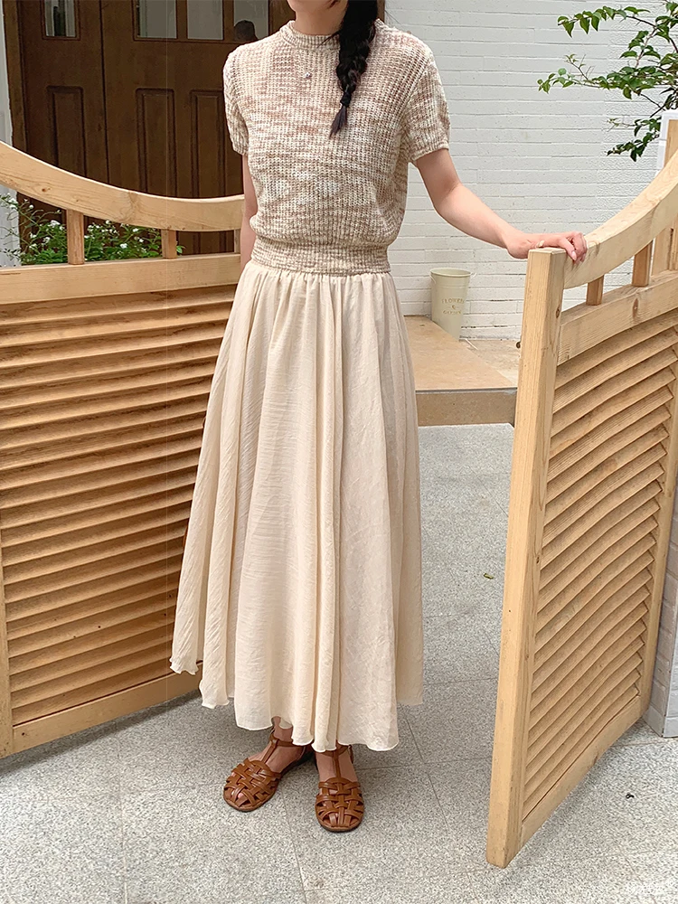 Yang Pao Pao Linen Cotton Midi Skirt Women's Loose Slimming A-Line Skirt Pastel White Comfortable Breathable High Waist
Yang Pao Pao Linen Cotton Midi Skirt Women's Loose Slimming A-Line Skirt Pastel White Comfortable Breathable High Waist