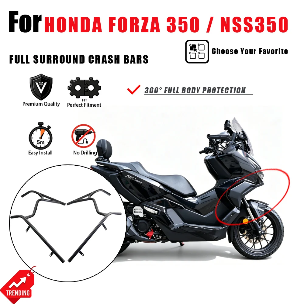 For Honda Forza 350 NSS350 Motorcycle Stainless Steel Full Surround Crash Bars Engine Guard Defensas Accesorios Moto
For Honda Forza 350 NSS350 Motorcycle Stainless Steel Full Surround Crash Bars Engine Guard Defensas Accesorios Moto