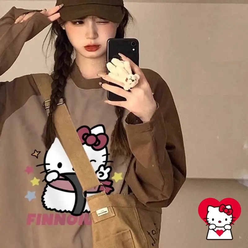 Sanrios Kawaii футболка Hello Kittys, милая свободная футболка с длинными рукавами для девочек, универсальная, милая, повседневная, в студенческом стиле, модная, с круглым вырезом
Sanrios Kawaii футболка Hello Kittys, милая свободная футболка с длинными рукавами для девочек, универсальная, милая, повседневная, в студенческом стиле, модная, с круглым вырезом