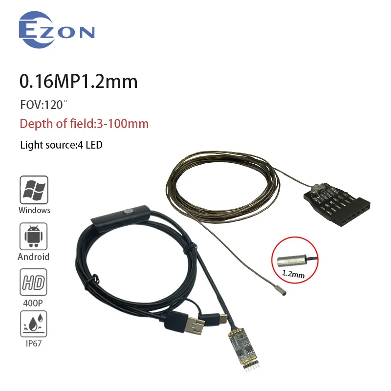 0.16MP 1.2mm 120° wide angle industrial endoscope camera for engine inspection USB 3-in-1 endoscope camera + decoder board
0.16MP 1.2mm 120° wide angle industrial endoscope camera for engine inspection USB 3-in-1 endoscope camera + decoder board