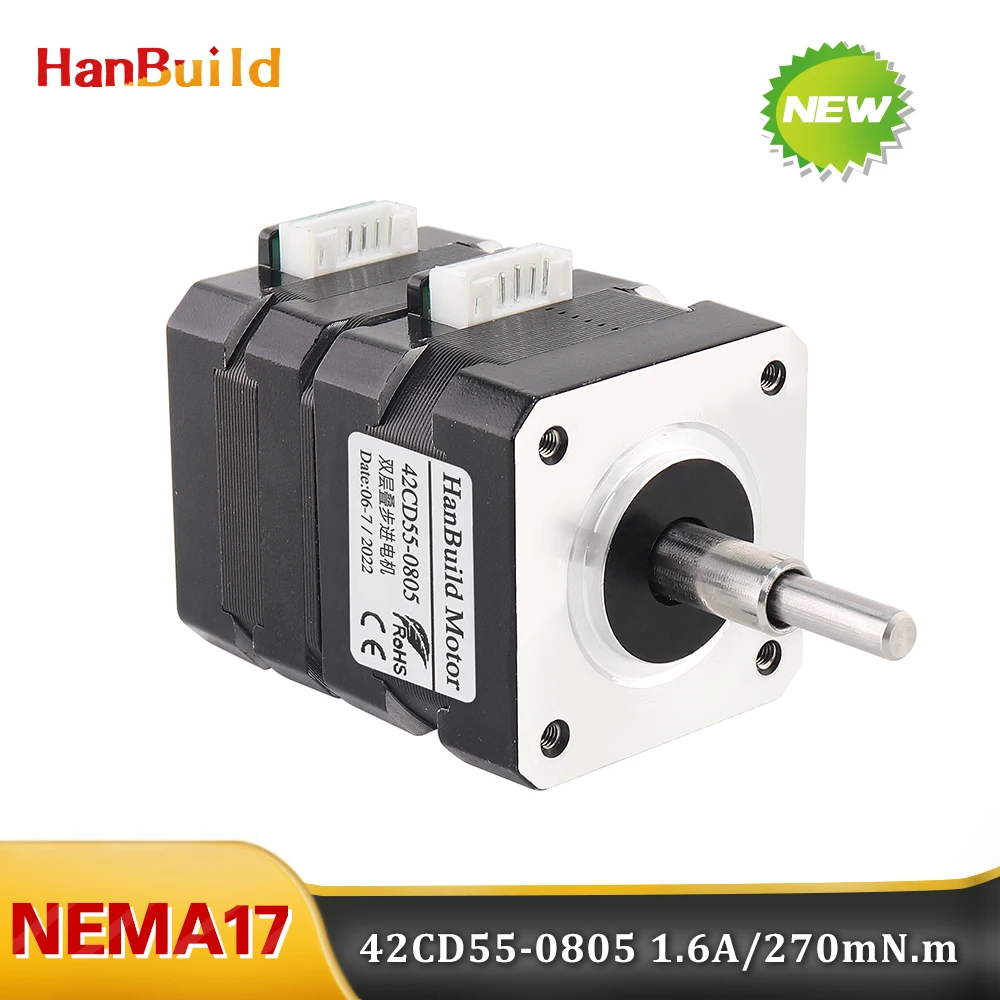 5PCS 1.6A 270mN.m 42 stepper motor forward and reverse automatic micro stepping motor for CNC 42CD55-0805 Double layer stacke
5PCS 1.6A 270mN.m 42 stepper motor forward and reverse automatic micro stepping motor for CNC 42CD55-0805 Double layer stacke