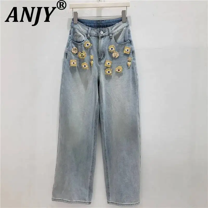 ANJY Spring Autumn New Women's Trendy Niche Design Metal Decorated Jeans Elegant Fashion Washed Slim Straight Denim Pants A24829
ANJY Spring Autumn New Women's Trendy Niche Design Metal Decorated Jeans Elegant Fashion Washed Slim Straight Denim Pants A24829
