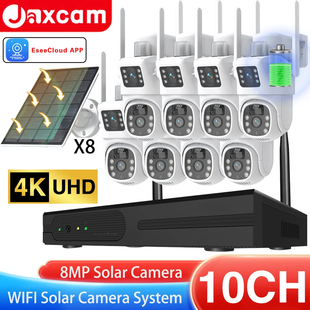 4K 8MP Dual Lens Wifi Solar CCTV Camera System 10CH Wireless NVR Kit Two-Way Audio PTZ IP Security Camera Video Surveillance Set
4K 8MP Dual Lens Wifi Solar CCTV Camera System 10CH Wireless NVR Kit Two-Way Audio PTZ IP Security Camera Video Surveillance Set