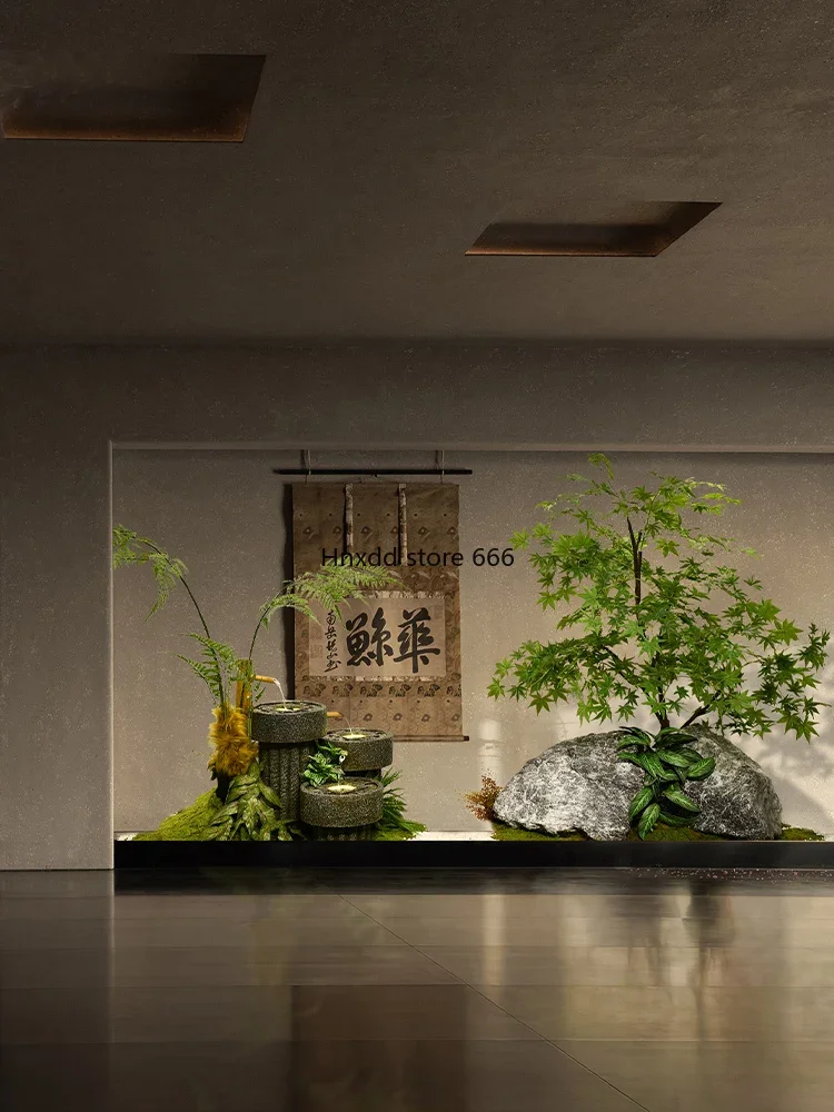 Indoor landscape groove simulation green plant rockery stone flowing water landscaping
Indoor landscape groove simulation green plant rockery stone flowing water landscaping