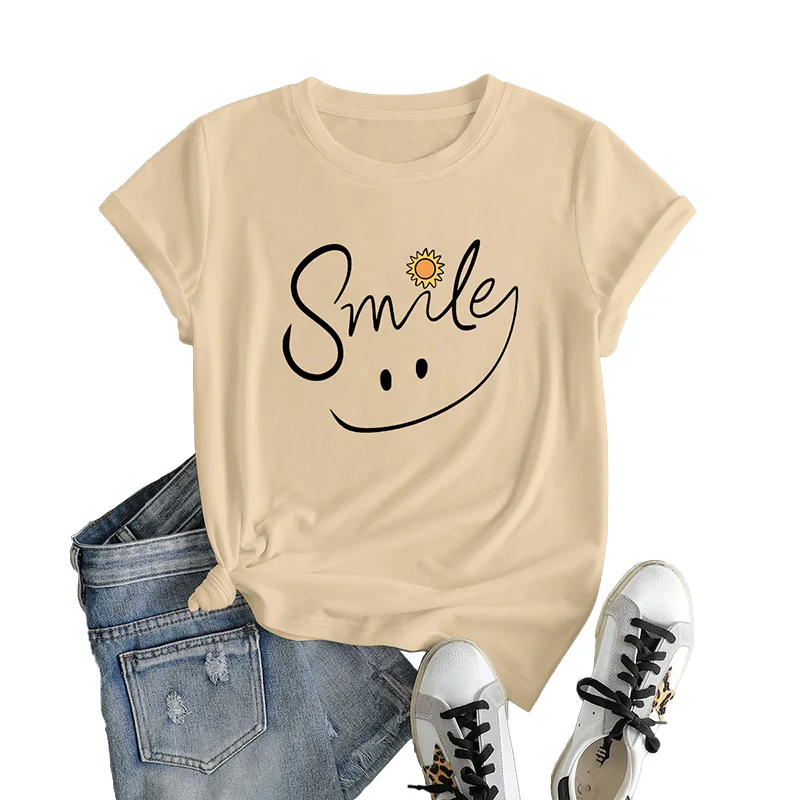 English letters Sun print T-shirt Women's casual comfortable top breathable cool short sleeve o neck street T-shirt clothing
English letters Sun print T-shirt Women's casual comfortable top breathable cool short sleeve o neck street T-shirt clothing