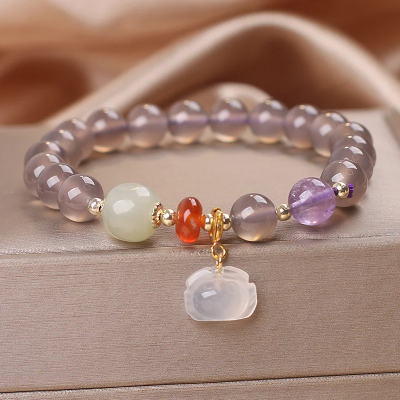 New 2026 Natural Grey Agate Beaded Bracelet with White Jade Crab Pendant for Women Gifts
New 2026 Natural Grey Agate Beaded Bracelet with White Jade Crab Pendant for Women Gifts