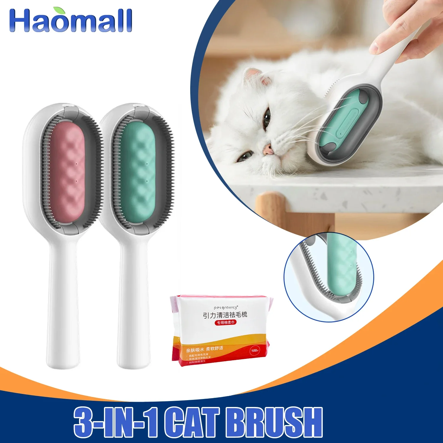 3-in-1 Cat Brush Long Hair Remover Brush for Dog Cats Silicone Pet Grooming Comb with Wipe and Water Tank Cat Accessories
3-in-1 Cat Brush Long Hair Remover Brush for Dog Cats Silicone Pet Grooming Comb with Wipe and Water Tank Cat Accessories