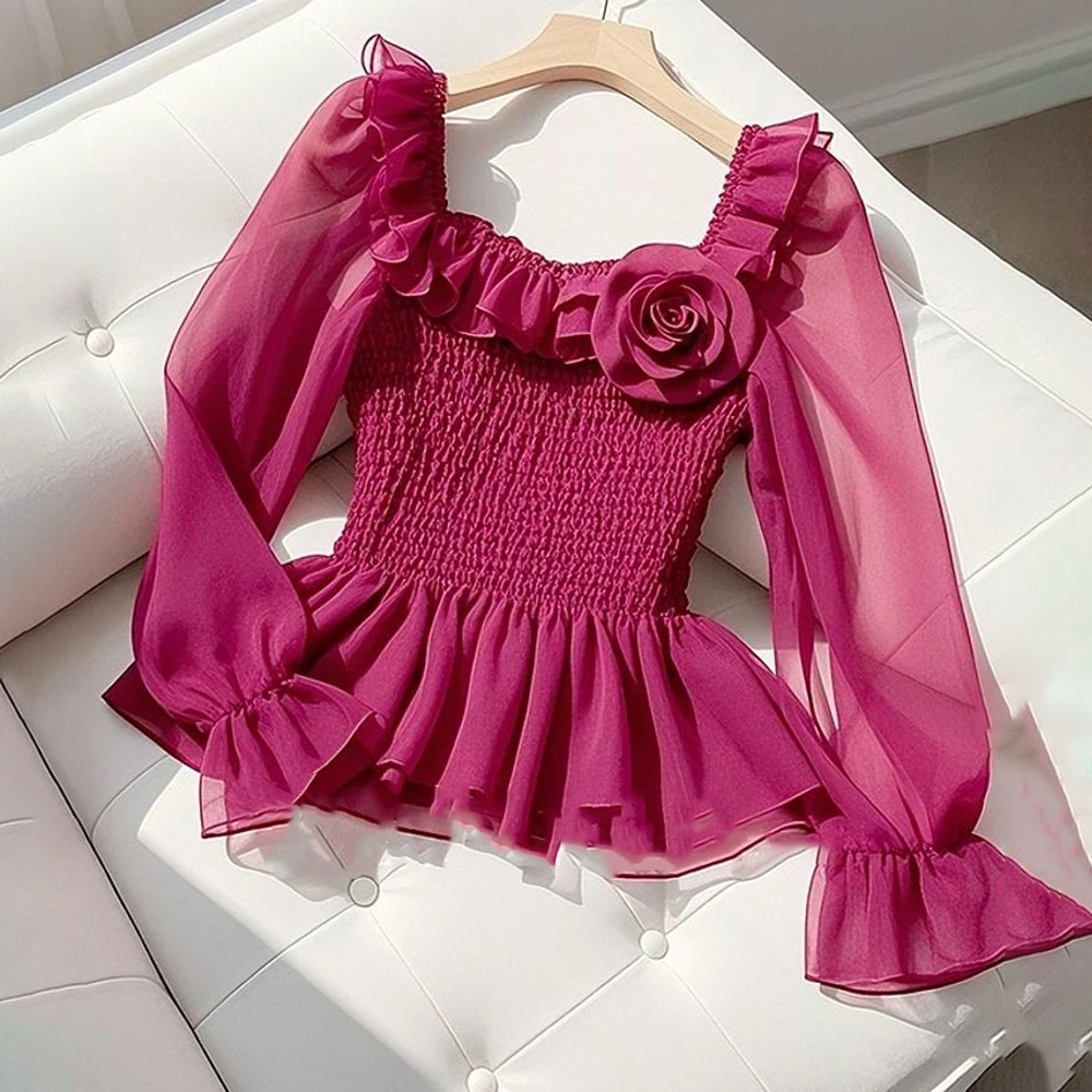 French Bubble Sleeve Top Women's Autumn New Style Square Collar Design Stylish Short Fit Small Chiffon Shirt
French Bubble Sleeve Top Women's Autumn New Style Square Collar Design Stylish Short Fit Small Chiffon Shirt
