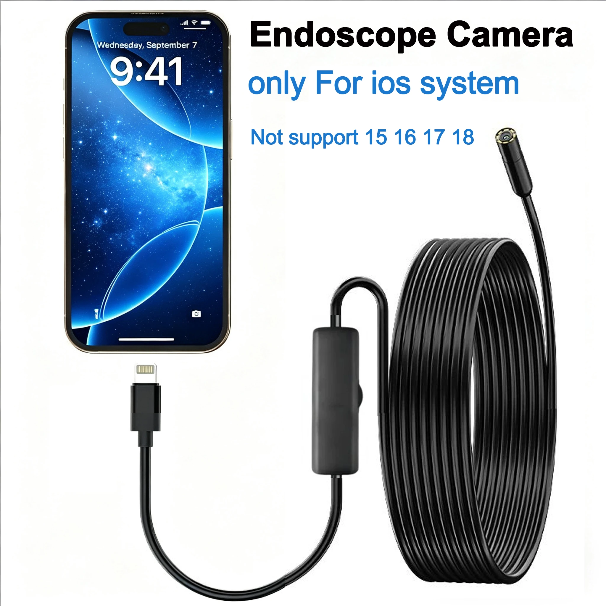 Endoscope Camera Borescope with 8 LED Lights 8mm Inspection Camera for iOS System
Endoscope Camera Borescope with 8 LED Lights 8mm Inspection Camera for iOS System