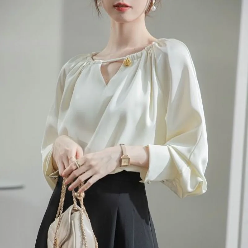 Female Spring Summer Korean Fashion Jacquard Solid Color O-neck Women Shirts Simplicity Appear Thin Chiffon Long Sleeve Top Tee
Female Spring Summer Korean Fashion Jacquard Solid Color O-neck Women Shirts Simplicity Appear Thin Chiffon Long Sleeve Top Tee