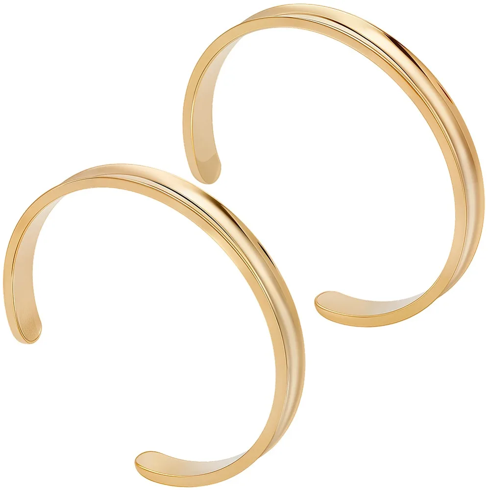 2Pcs Stainless Steel Open Cuff Bangles Golden Inner Diameter: 2-1/4 inch(5.7cm) x 2-3/8 inch(5.9cm) 2pcs
2Pcs Stainless Steel Open Cuff Bangles Golden Inner Diameter: 2-1/4 inch(5.7cm) x 2-3/8 inch(5.9cm) 2pcs