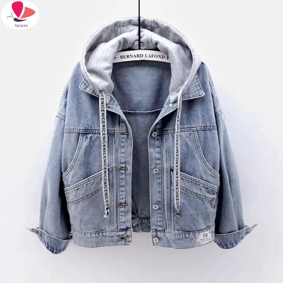 APIPEE Autumn Women Denim Jacket Stylish Women's Denim Coat Hooded Drawstring Design for Spring Autumn Long for Winter
APIPEE Autumn Women Denim Jacket Stylish Women's Denim Coat Hooded Drawstring Design for Spring Autumn Long for Winter