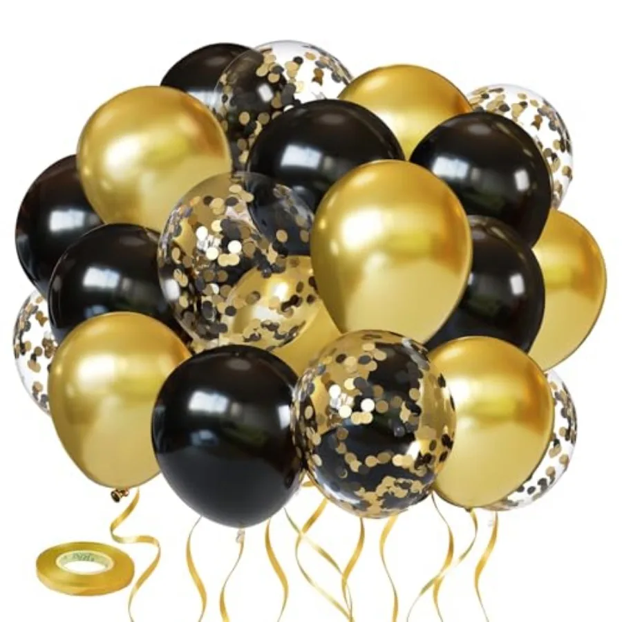 Black and Gold Balloons, 60PCS 12 Inch and Confetti Balloons Latex Balloons and Latex Balloons for Birthday Graduation Annivers
Black and Gold Balloons, 60PCS 12 Inch and Confetti Balloons Latex Balloons and Latex Balloons for Birthday Graduation Annivers