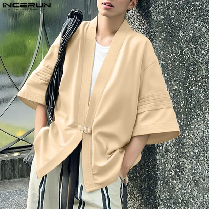 2025 Men Shirt Solid Color V Neck Half Sleeve Casual Cardigan Men Streetwear Oversize INCERUN Pleated Fashion Male Tops Shirts
2025 Men Shirt Solid Color V Neck Half Sleeve Casual Cardigan Men Streetwear Oversize INCERUN Pleated Fashion Male Tops Shirts