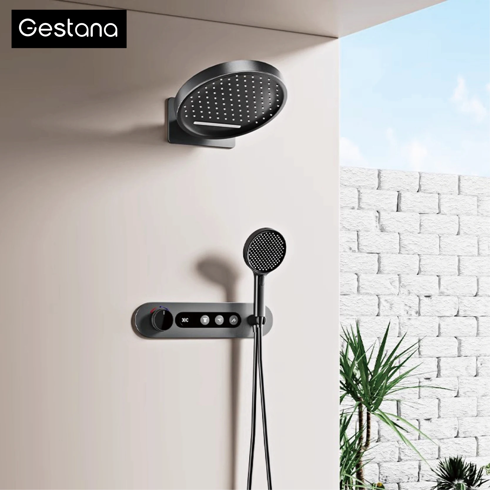 Gun Grey Brass Thermostatic Shower Set,Wall-Mounted Rainfall With LED Display,Anti-Scald 3 Spray Modes Bathroom Shower System
Gun Grey Brass Thermostatic Shower Set,Wall-Mounted Rainfall With LED Display,Anti-Scald 3 Spray Modes Bathroom Shower System
