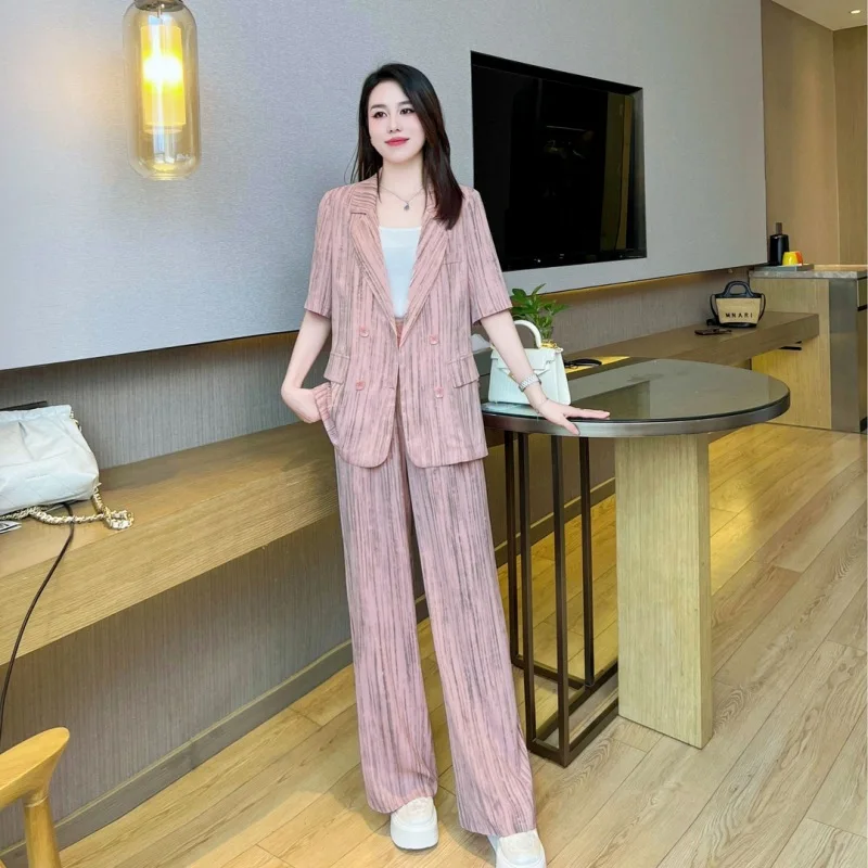 High-Grade Thin Ice Silk Suit Suit Women's Small Suit Summer New Sun-Protective Clothing Fashion Two-Piece Suit
High-Grade Thin Ice Silk Suit Suit Women's Small Suit Summer New Sun-Protective Clothing Fashion Two-Piece Suit