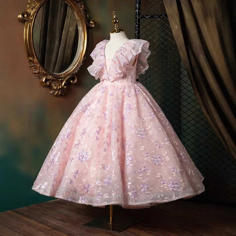Pink Lace Embroidery Flower Girl Princess Ball Gowns Butterfly Sleeve Children Dresses For Wedding Birthday Performance Gown
Pink Lace Embroidery Flower Girl Princess Ball Gowns Butterfly Sleeve Children Dresses For Wedding Birthday Performance Gown