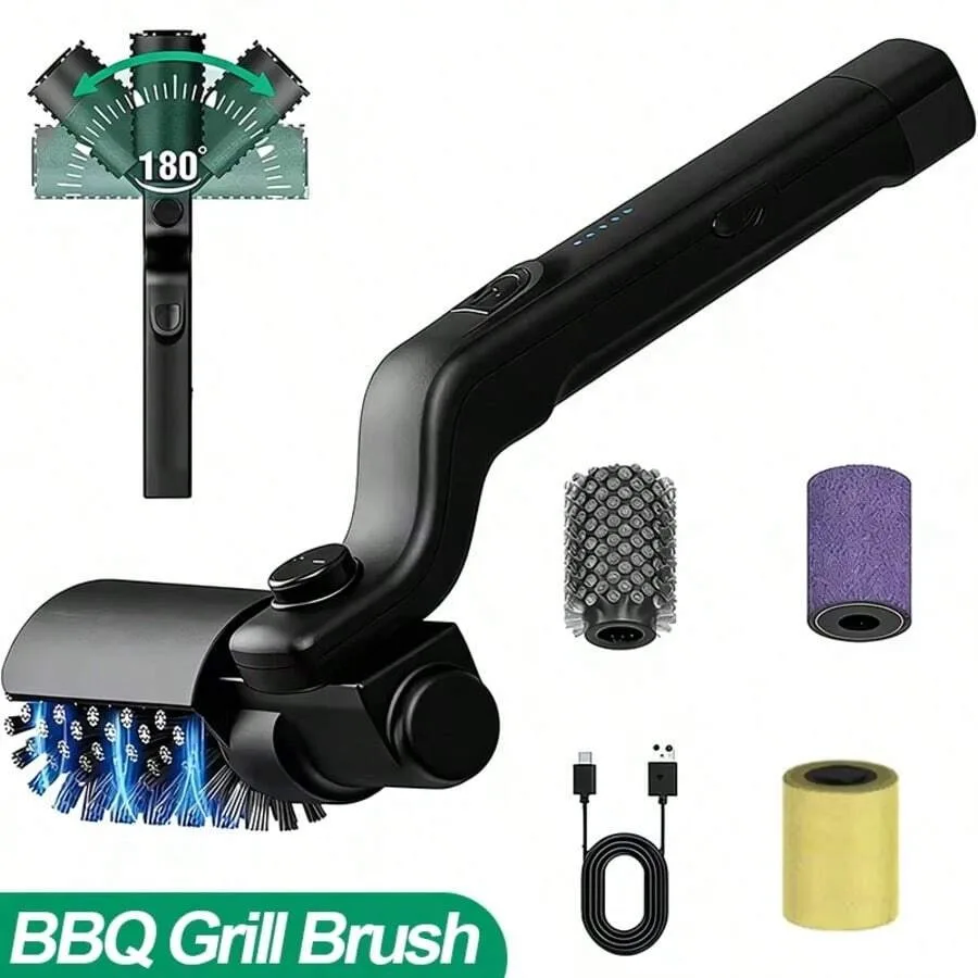 180° Adjustable Electric Grill Brush - 3 Speed Settings, 90 Min Battery For Easy Cleaning Of BBQ Grills, Griddles, Smokers
180° Adjustable Electric Grill Brush - 3 Speed Settings, 90 Min Battery For Easy Cleaning Of BBQ Grills, Griddles, Smokers