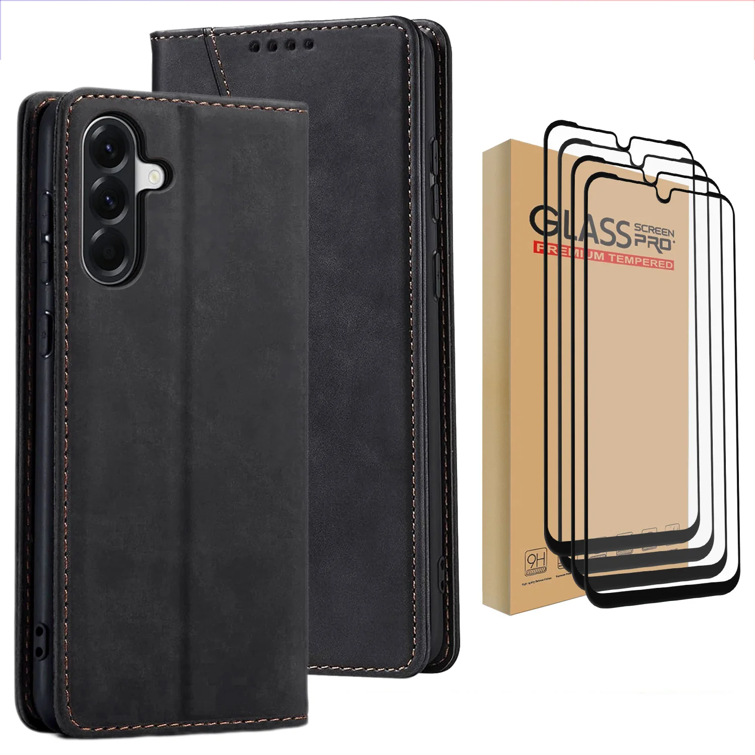 Black Faux Leather Case For Samsung Galaxy A17 Flip Card Slots Wallet Cover And 4pcs Clear Tempered Glass Screen Protectors
Black Faux Leather Case For Samsung Galaxy A17 Flip Card Slots Wallet Cover And 4pcs Clear Tempered Glass Screen Protectors