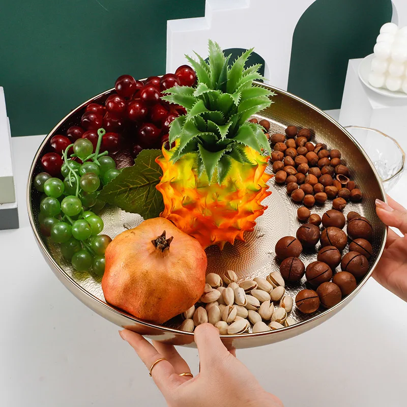 Nordic Metal Round Tray Fashion Household Plated Fruit Tea Tray Kitchen Embossed Pattern Snack Nut Storage Plate 3 Color
Nordic Metal Round Tray Fashion Household Plated Fruit Tea Tray Kitchen Embossed Pattern Snack Nut Storage Plate 3 Color