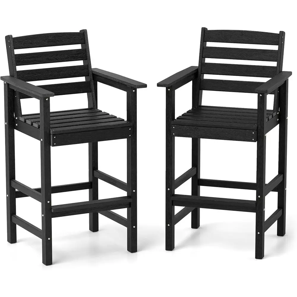 Set of 2 Bar Height HDPE Adirondack Chairs with Wide Armrests and Footrests for Outdoor Use
Set of 2 Bar Height HDPE Adirondack Chairs with Wide Armrests and Footrests for Outdoor Use