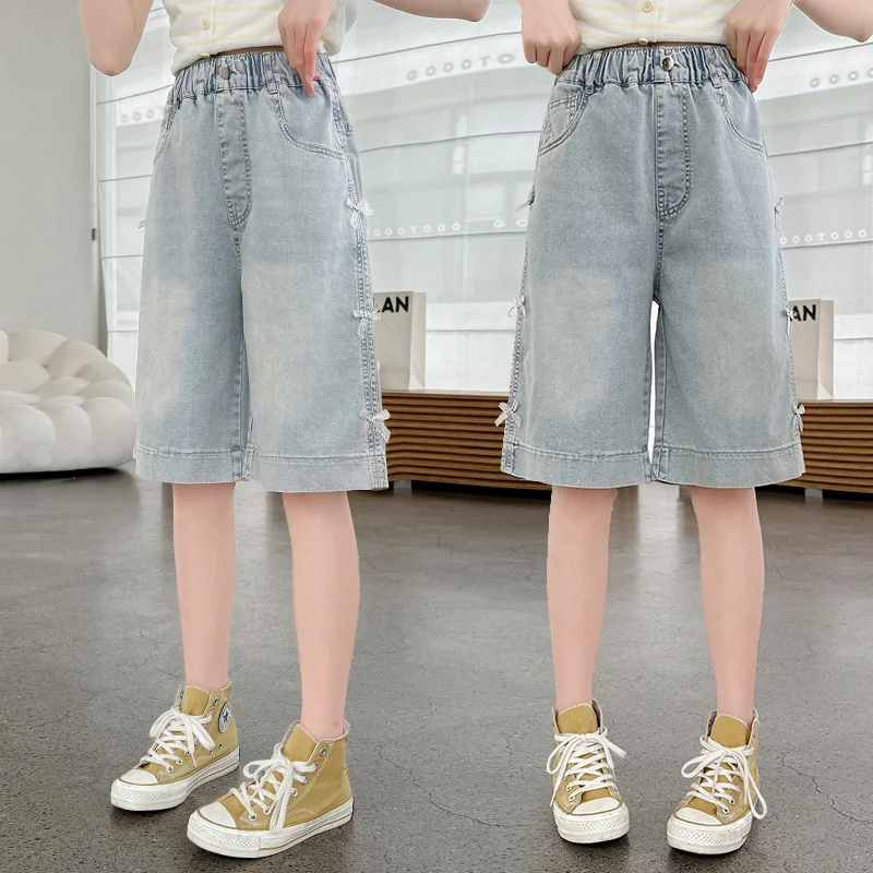 Elegant Kids Summer Denim Shorts with Bows for Teens Girl Casual Straight Jeans Capris Tweens Child Mid-Calf Denim Pants 5-14 T
Elegant Kids Summer Denim Shorts with Bows for Teens Girl Casual Straight Jeans Capris Tweens Child Mid-Calf Denim Pants 5-14 T