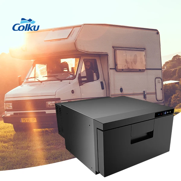 Camping Car Refrigerator Colku DC21DRW Refrigerator Motorhome 12V Freezer Drawer Fridge For Boat With R234Yf R134A R600A Refrige