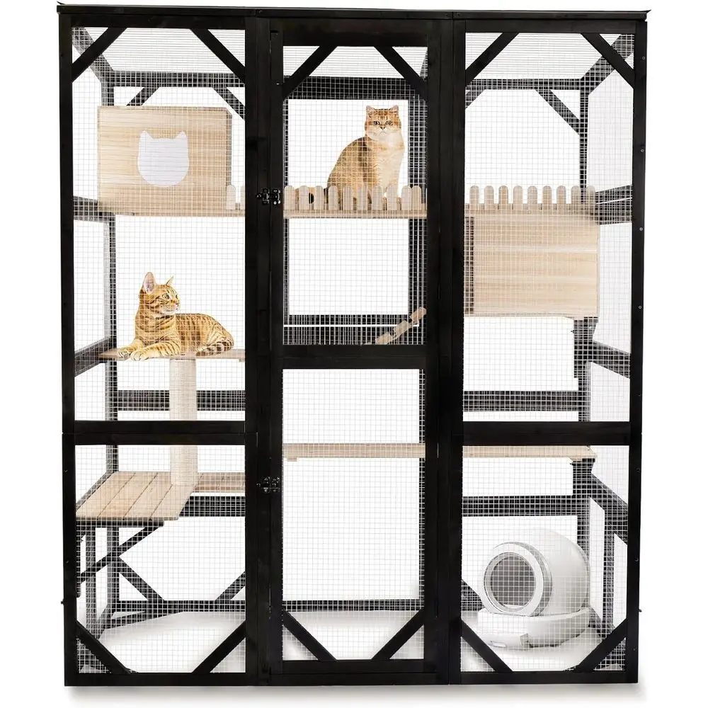 73 Tall Walk-in Outdoor Cat Enclosure with Waterproof Roof for Multiple Cats - Patio Companion
73 Tall Walk-in Outdoor Cat Enclosure with Waterproof Roof for Multiple Cats - Patio Companion